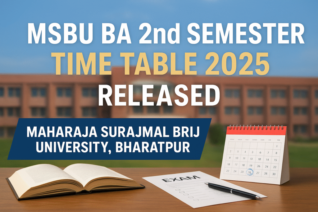 MSBU BA 2nd Semester Time Table 2025,Brij University Time Table 2025,MSBU Exam 2025 PDF Download,Brij University BA 2nd Sem Exam Schedule